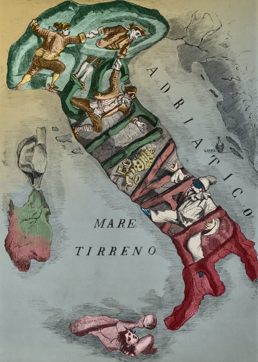 Karikatur af Italien under foreningen, 1866 af Italian School