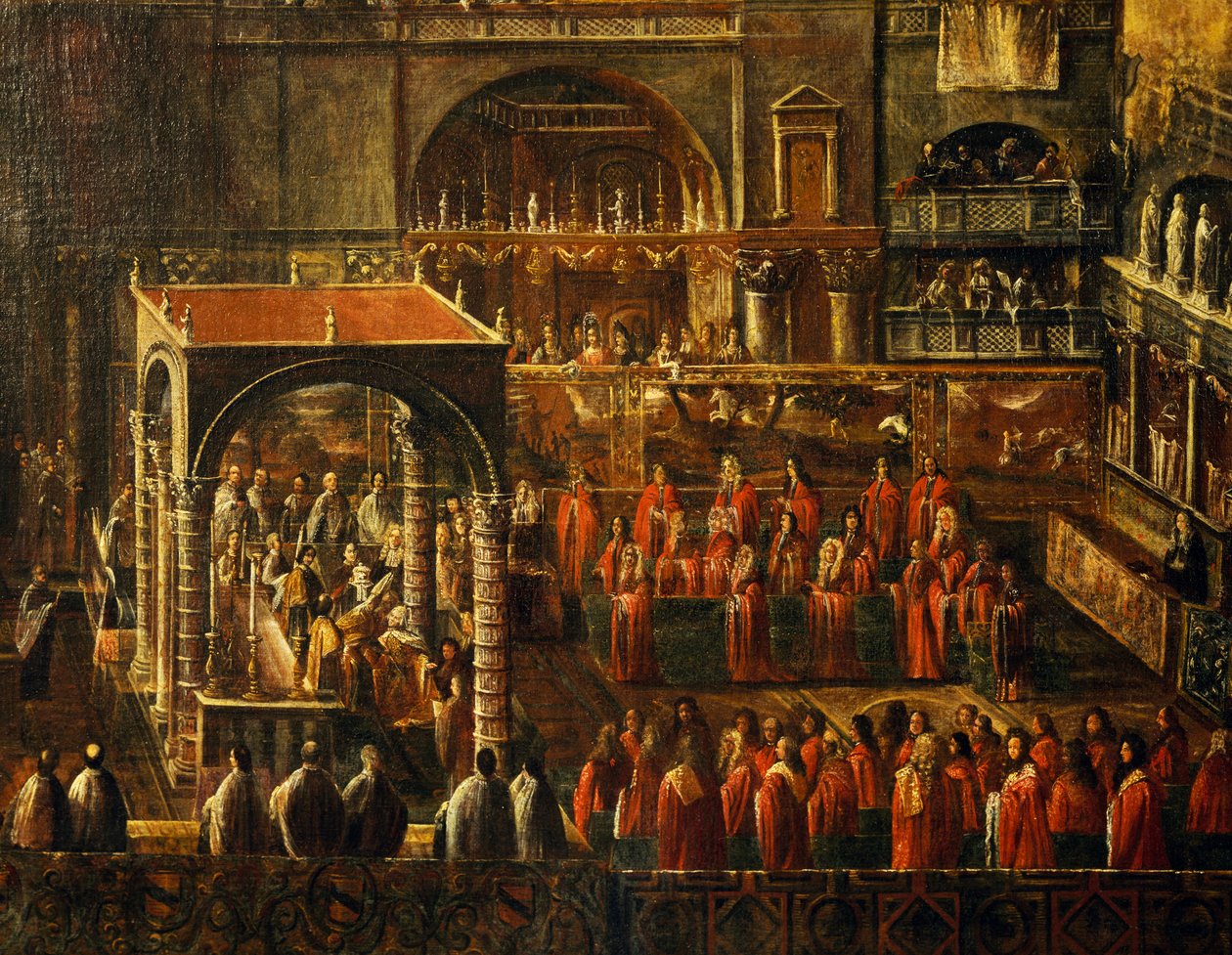 Ceremoni i basilikaen Sankt Markus i Venedig, maleri af anonym kunstner, Italien af Italian School