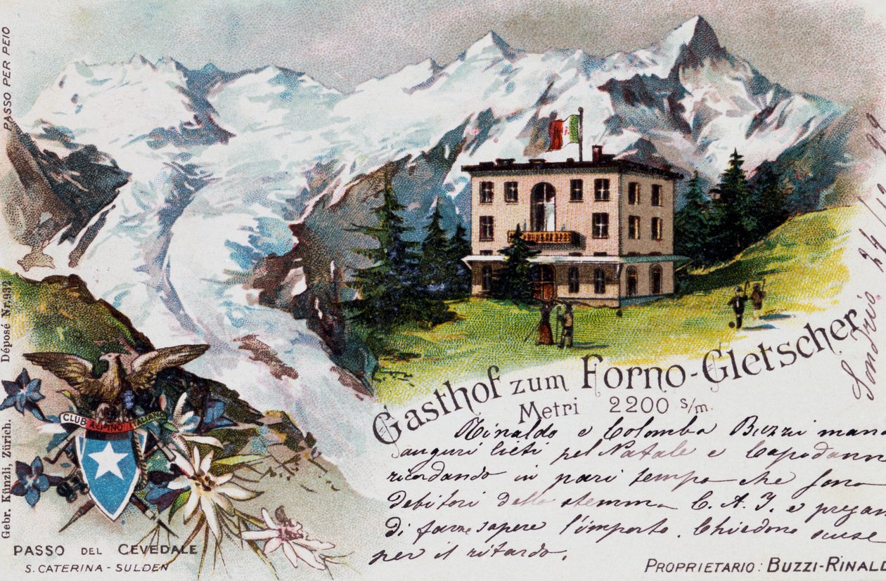 Cevedale Pass, postkort, Trentino-Alto Adige, Italien, 20. århundrede af Italian School