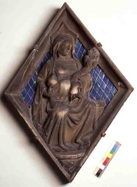 Velgørenhed, reliefpanel fra Campanile (marmor og keramik) af Italian School