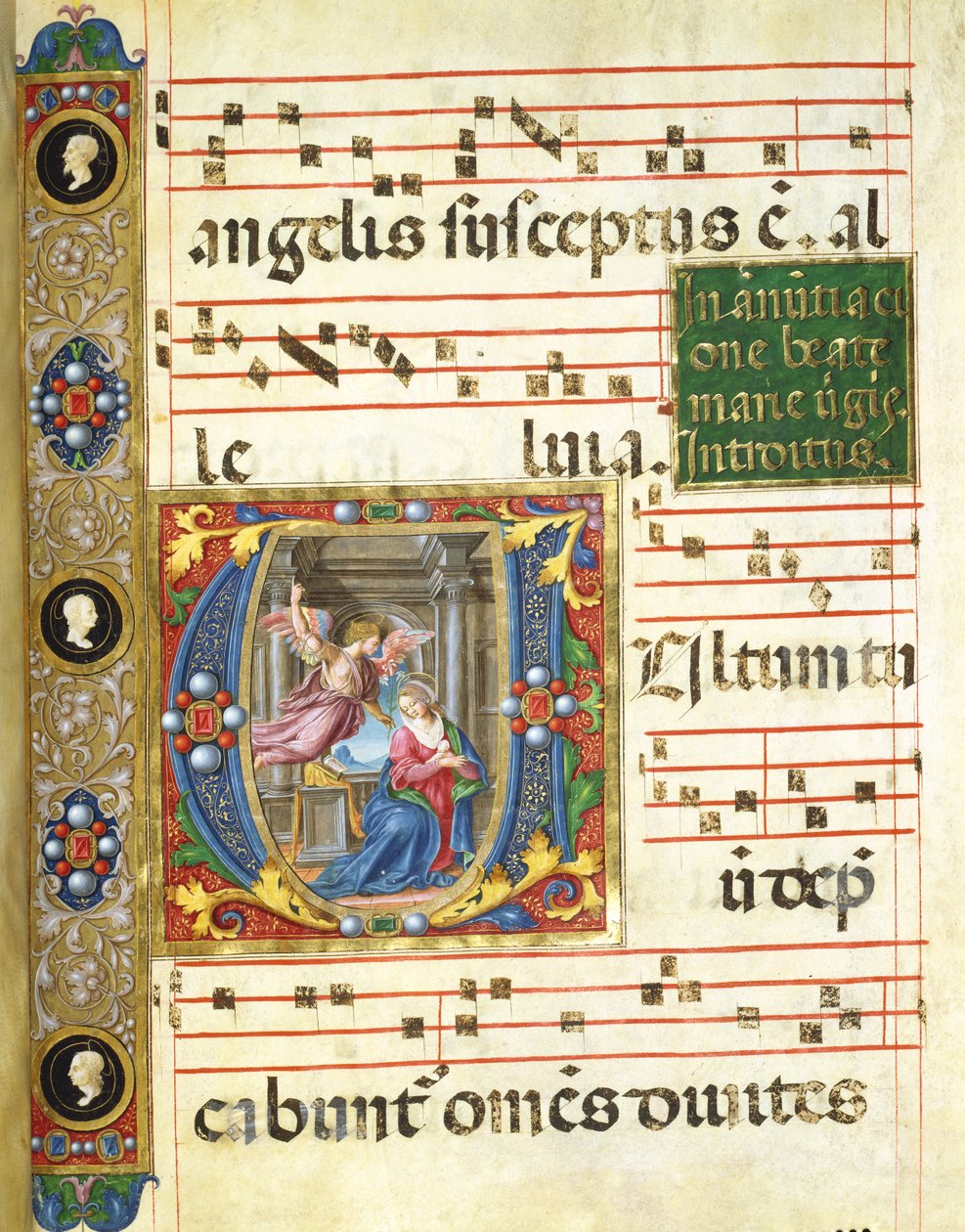 Korminiature med bebudelsen (pigment på vellum) af Italian School
