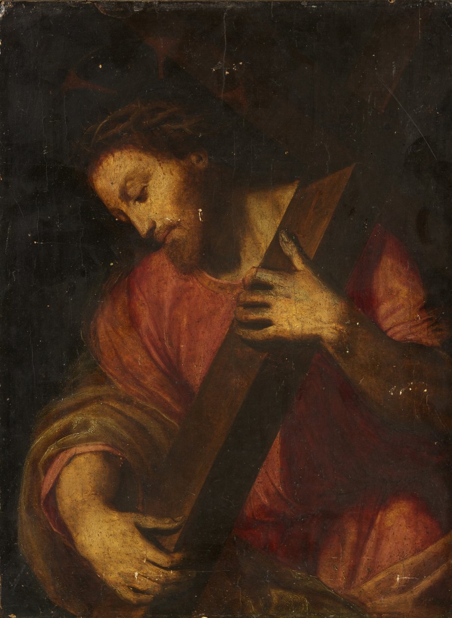 Kristus bærer korset (olie på panel) af Italian School
