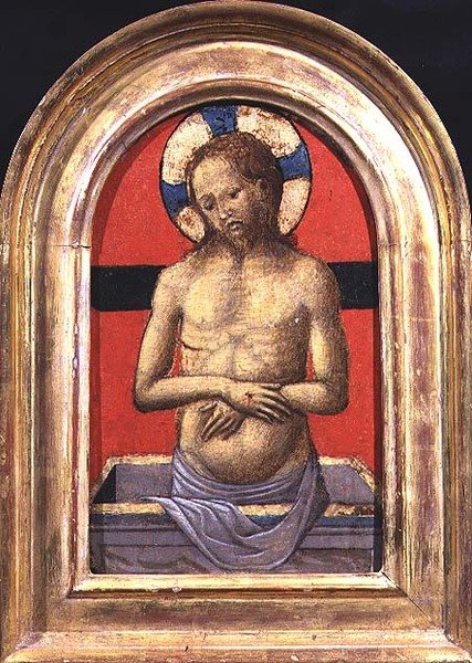 Kristus, midten af en triptykon (panel) (se også 74615 og 74617) af Italian School