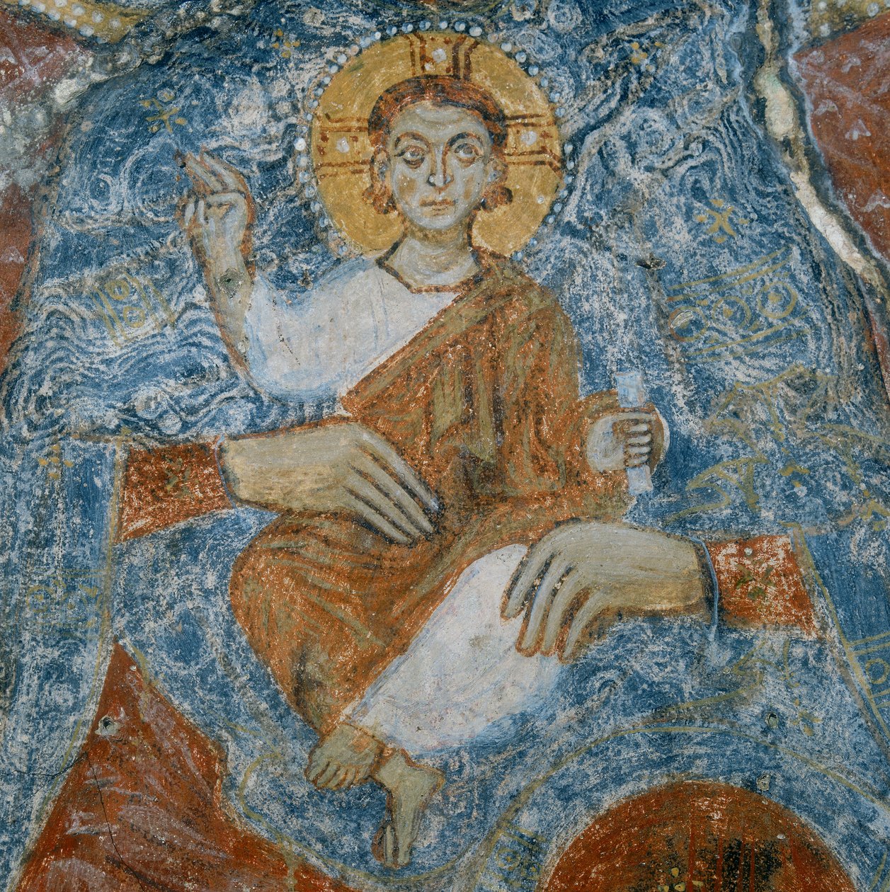 Kristus, detalje af fresken af Madonna og Barnet med englene Raffael og Gabriel af Italian School