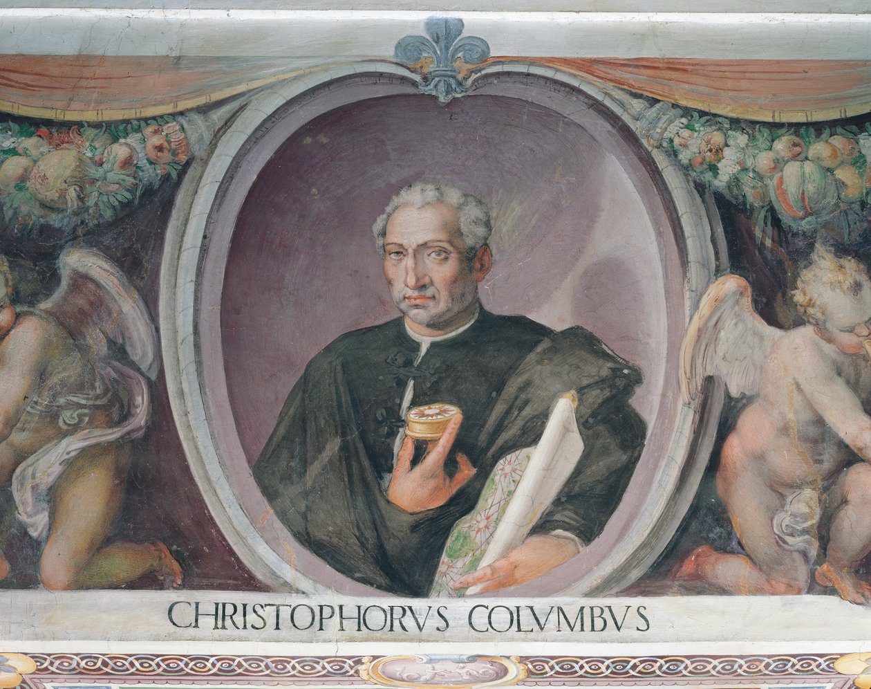 Christopher Columbus, i Sala del Mappamondo af Italian School