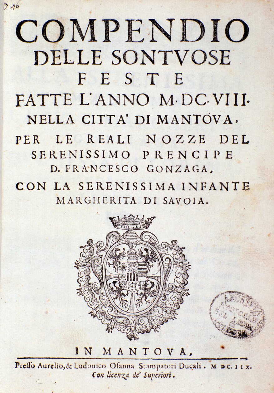 Krøniker, der beskriver fejringerne organiseret i Mantua af prinsen af Gonzaga (1608) af Italian School