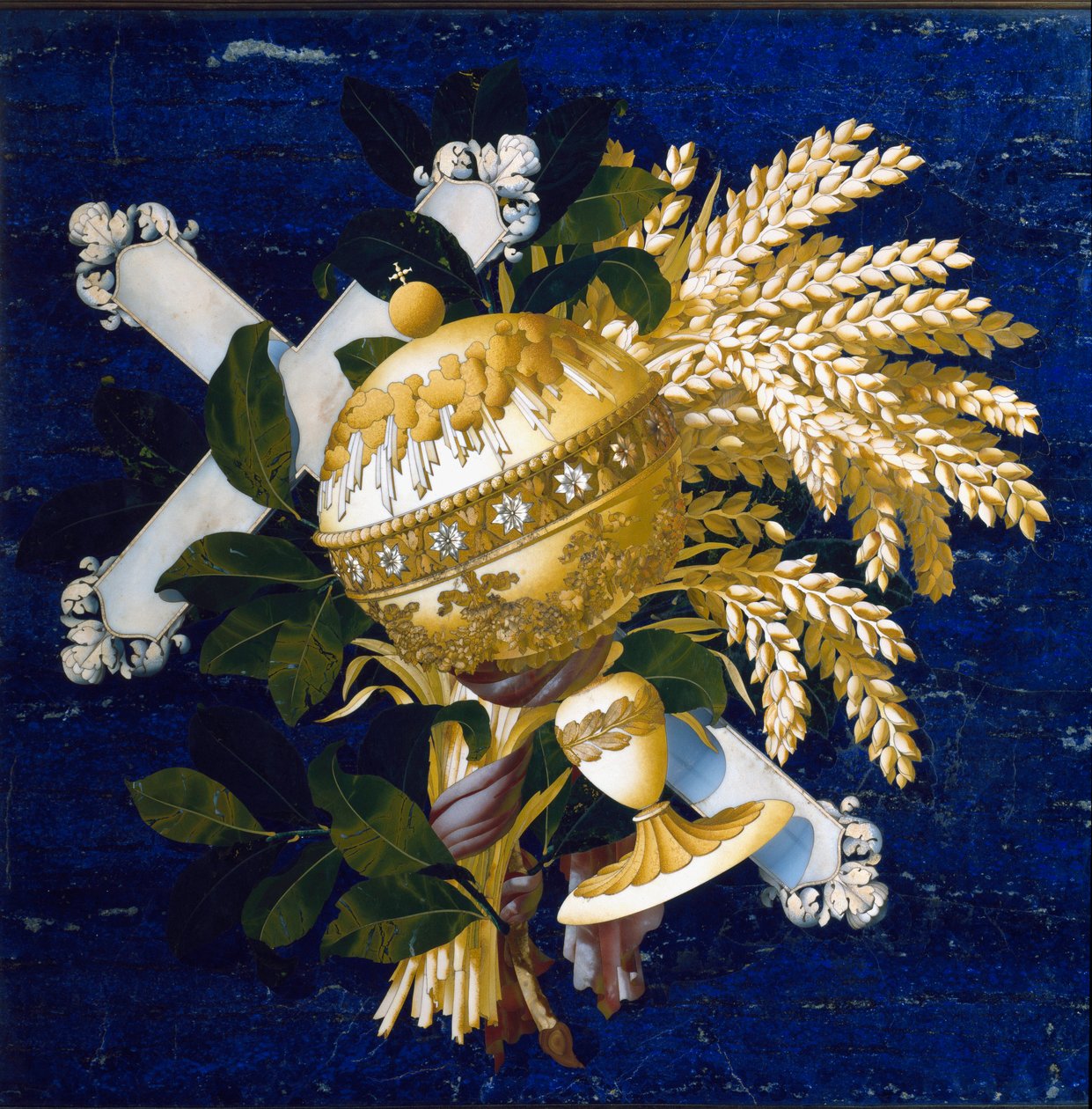 Sammensætning. (Intarsia af indlagt marmor af Italian School