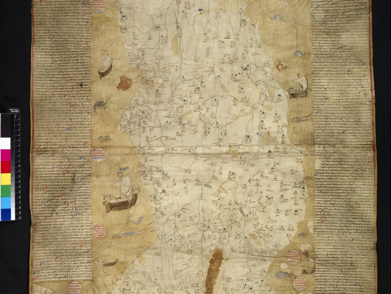 Cotton Roll XIII, 44 Italien-provinsens moderne sted (vellum) af Italian School