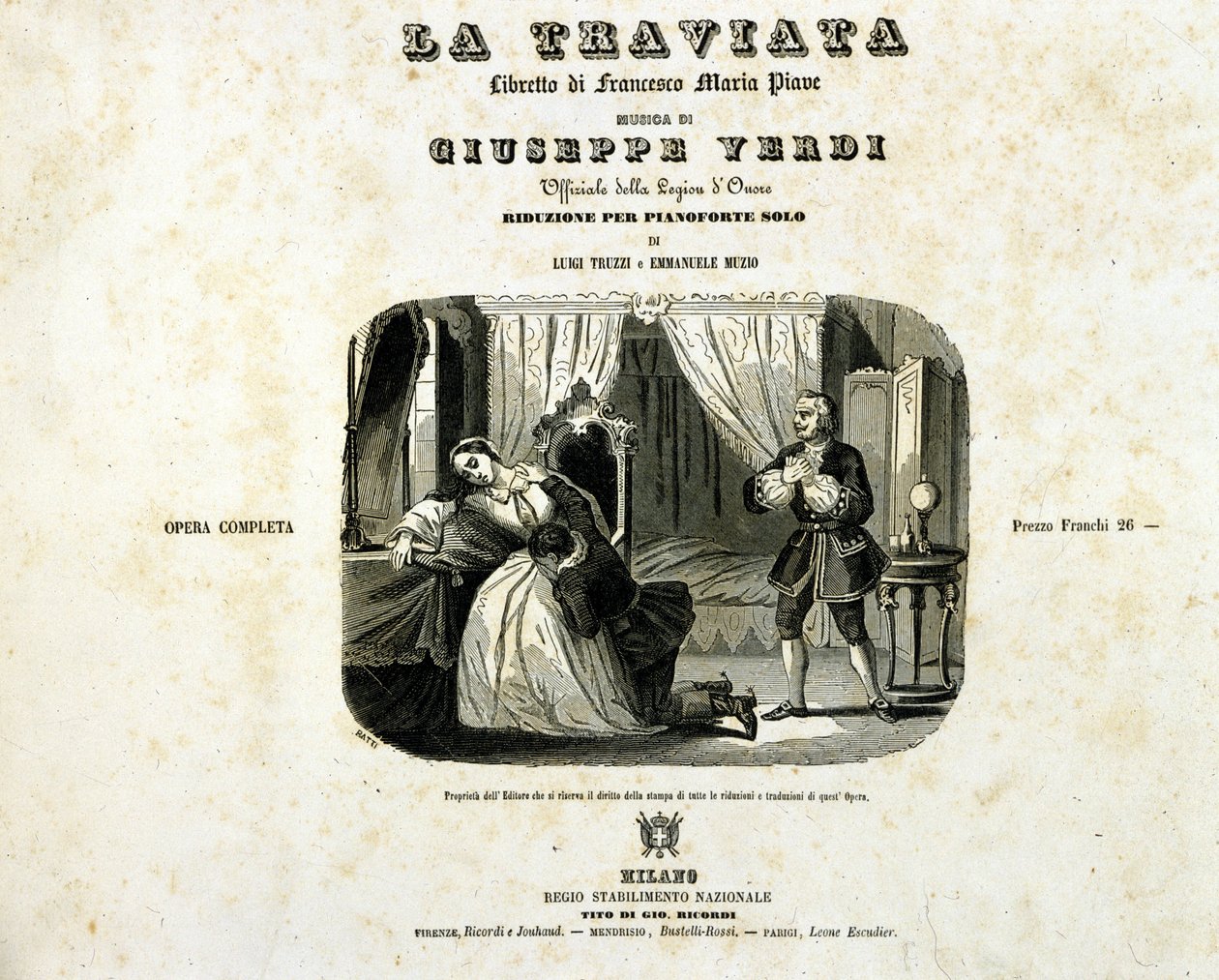 Omslag til hæftet "La Traviata"" af Giuseppe Verdi af Italian School