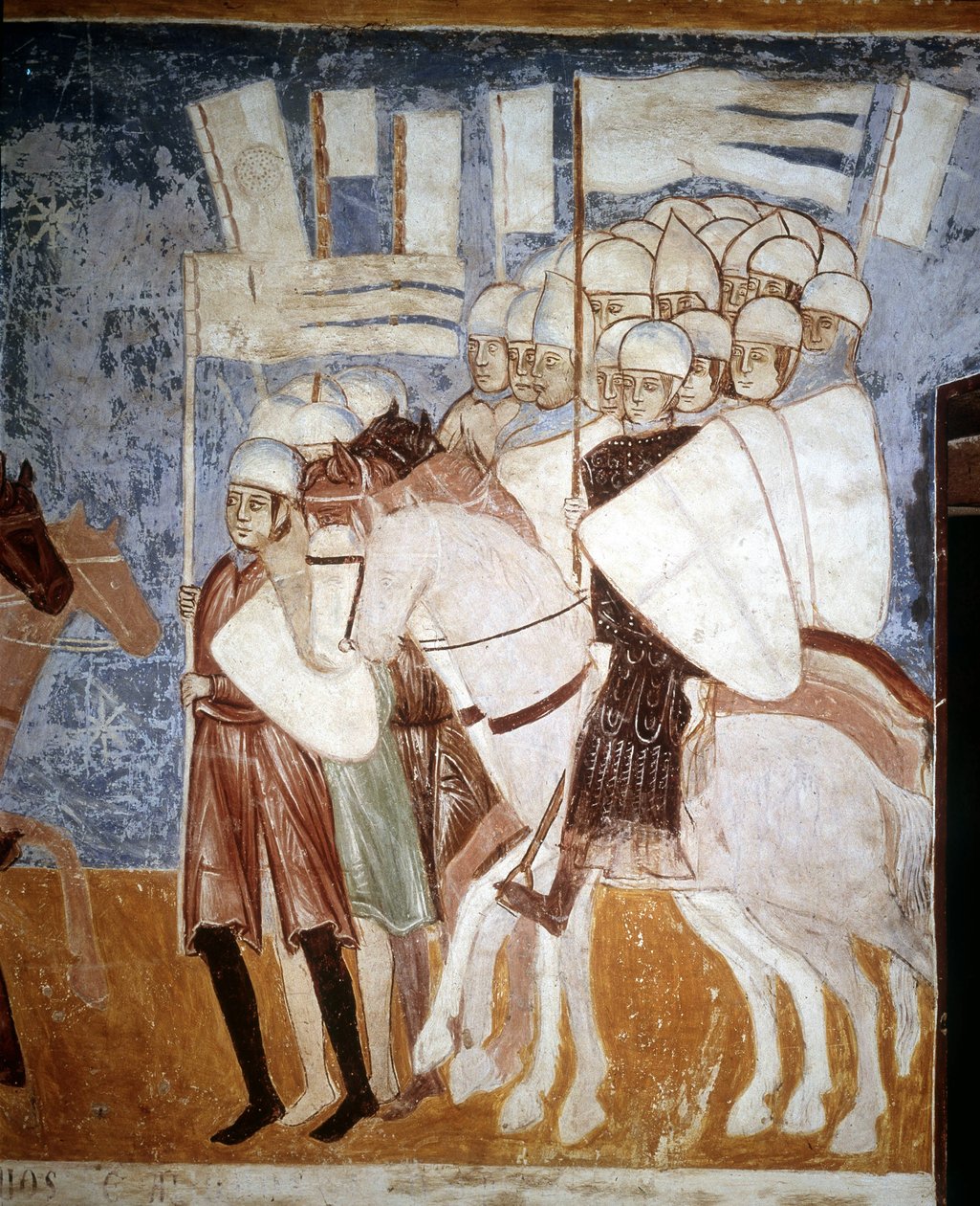 Korsfarere lytter til Ottone Viscontis tale (1208 - 1295). Fresco af Rocca di Angera, begyndelsen af det 14. århundrede. af Italian School