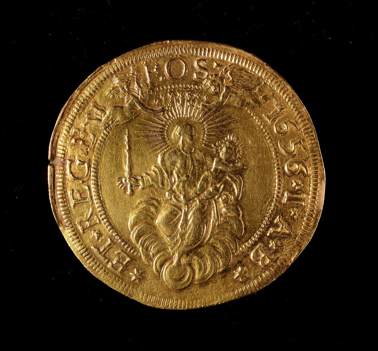 Republikkens geners valuta: 12,5 guld dobbeltmønt. Diameter 61 mm. 1656. Tilbage. Genes Museums of Strada Nuova (inv. 6453) af Italian School