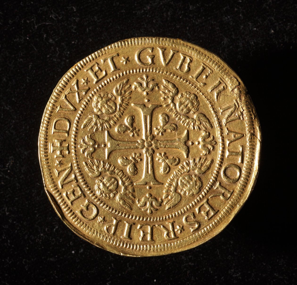 Republikkens geners valuta: 12,5 guld dobbeltmønt. Diameter 61 mm. 1656. Forside. Genes Museums of Strada Nuova (inv. 6453) af Italian School