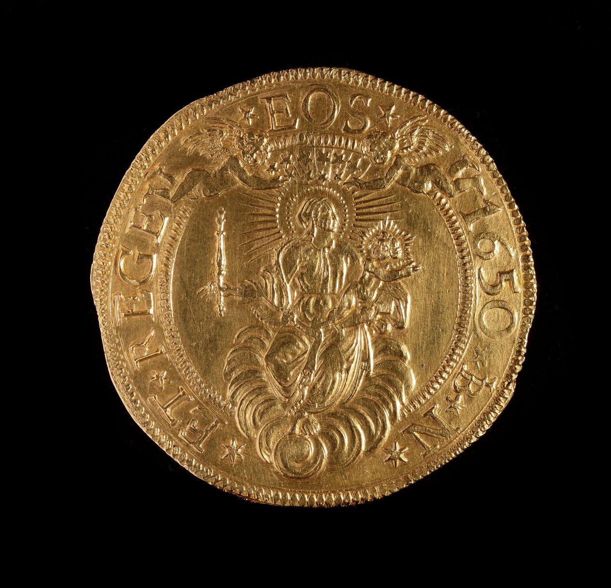 Republikkens geners valuta: 12,5 guld dobbeltmønt. Diameter 61 mm. 1656. tilbage. Strada Nuovas genermuseer af Italian School
