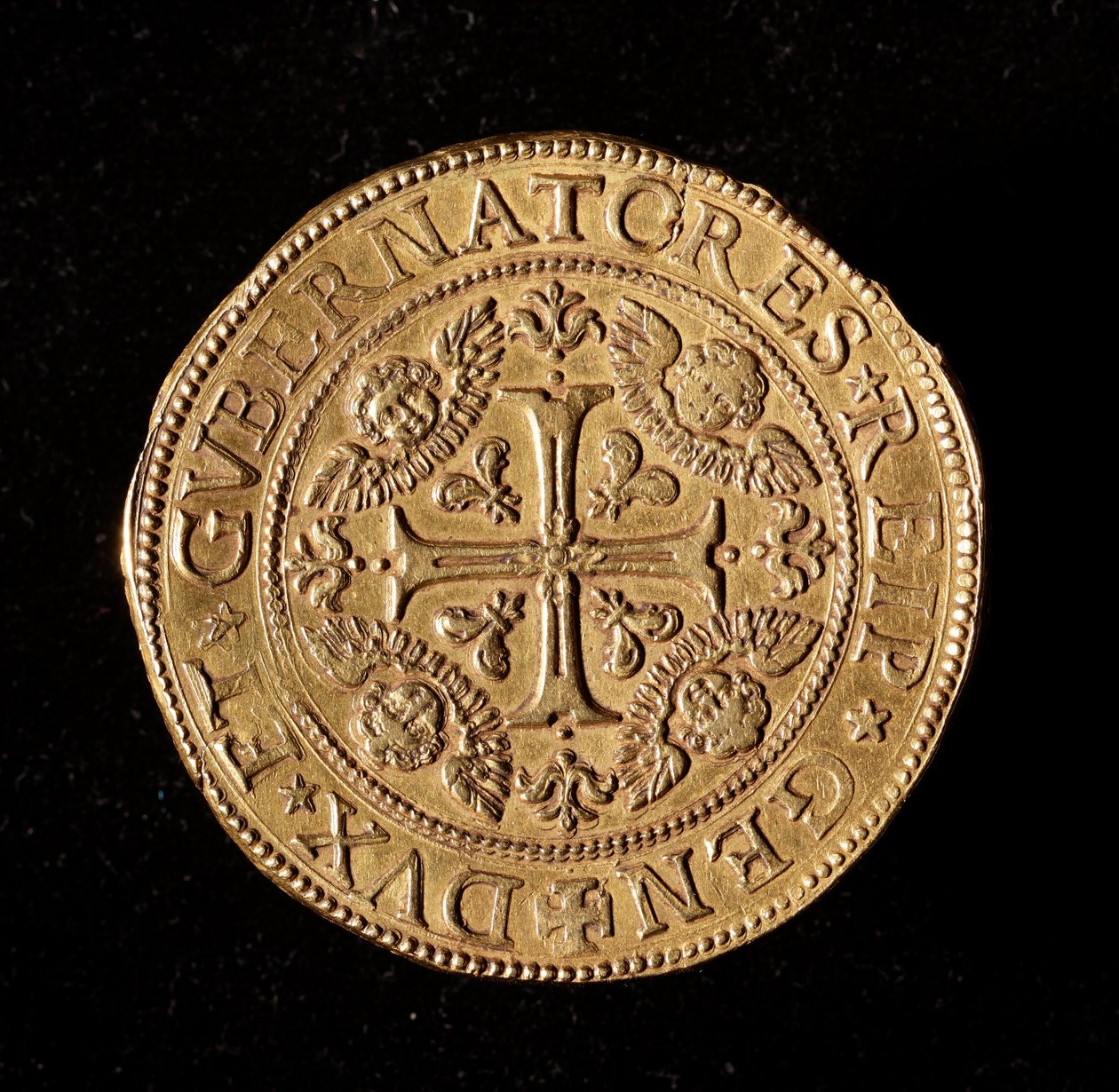 Republikkens geners valuta: 20 gulddoppie. Diameter 58 mm. 1645. Forside. Genes Musei di Strada Nuova (inv, M7097) af Italian School