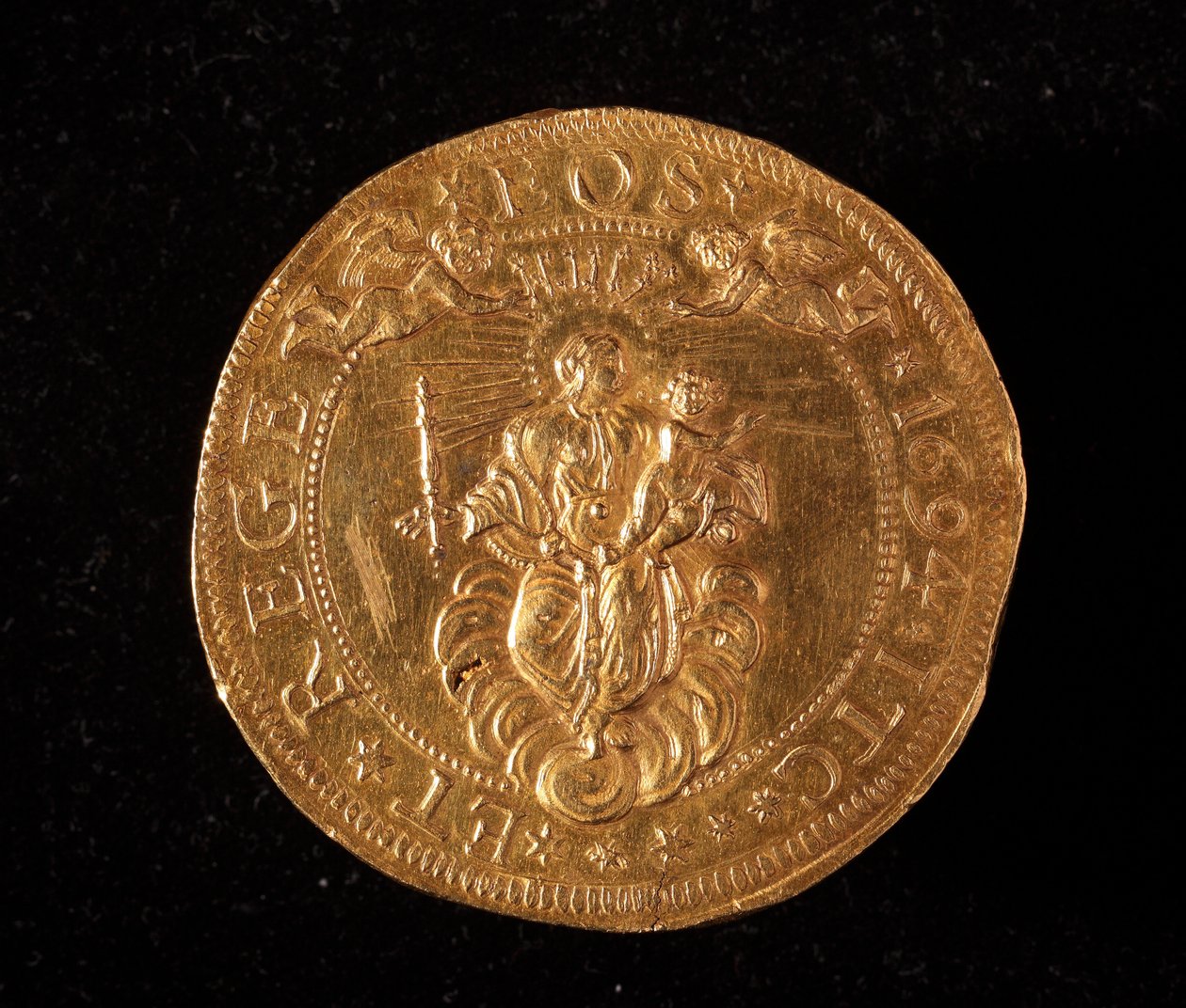 Republikkens geners valuta: 25 dobbeltmønter i guld. Diam.52,5 mm. 1694. Tilbage. Genes Museums of Strada Nuova (inv. 6457) af Italian School