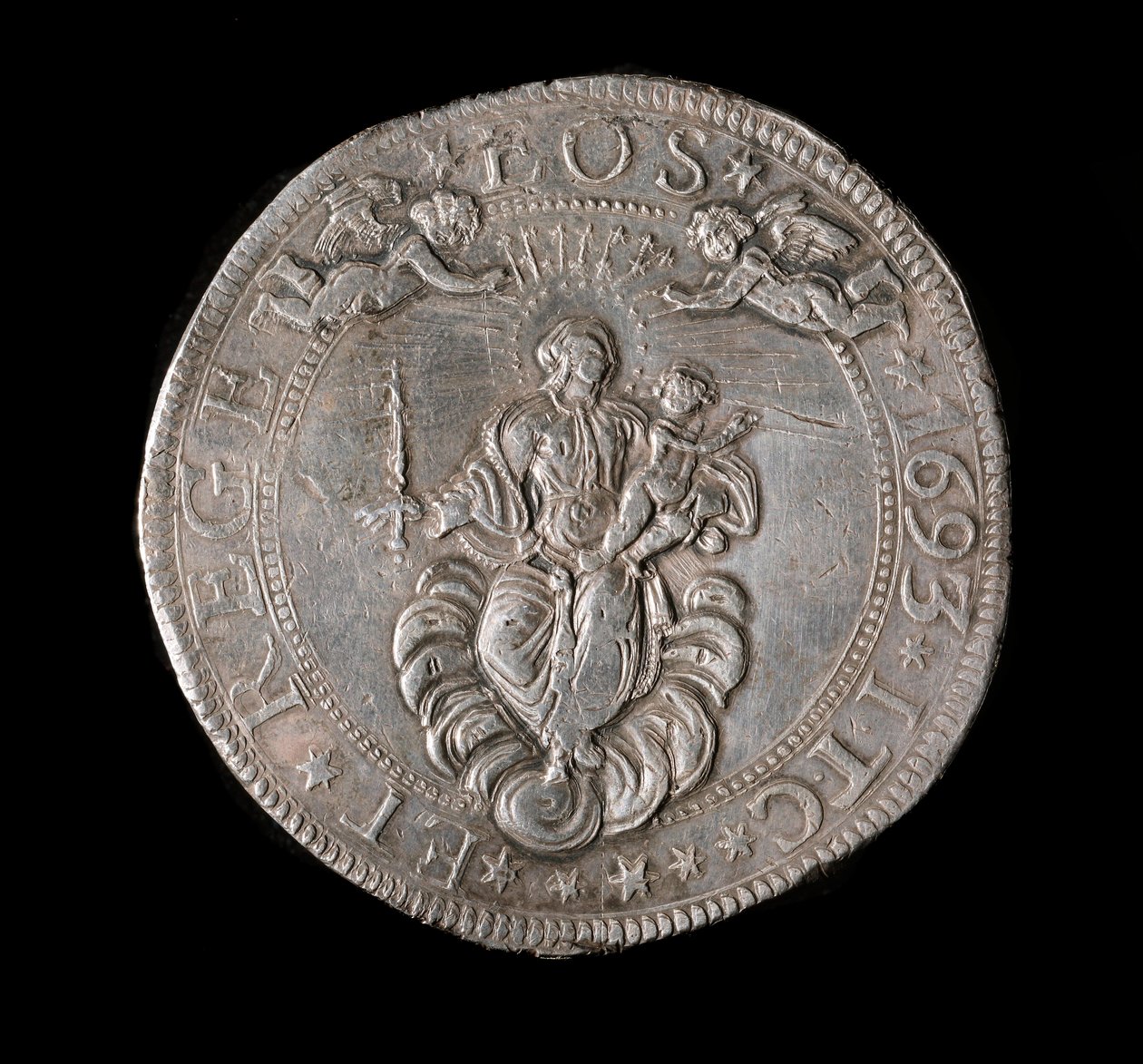 Republikken Genes valuta: fem ecu sølvmønt. Diam. 61 mm. 1693. Tilbage. Genes Musei di Strada Nuova af Italian School