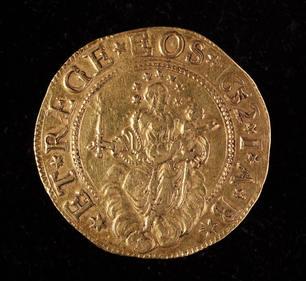 Republikken Genes valuta: dobbeltmønt med fem guld. Diameter 41 mm. 1652. Tilbage. Strada Nuovas genermuseer af Italian School