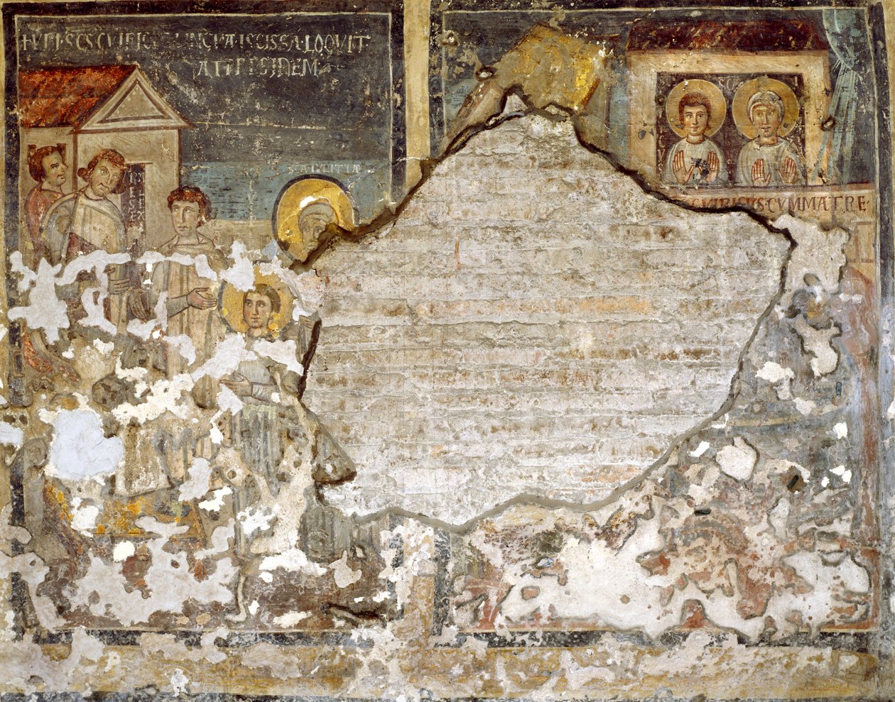 Beskadiget freskomaleri fra Santa Maria Antiqua, Rom af Italian School