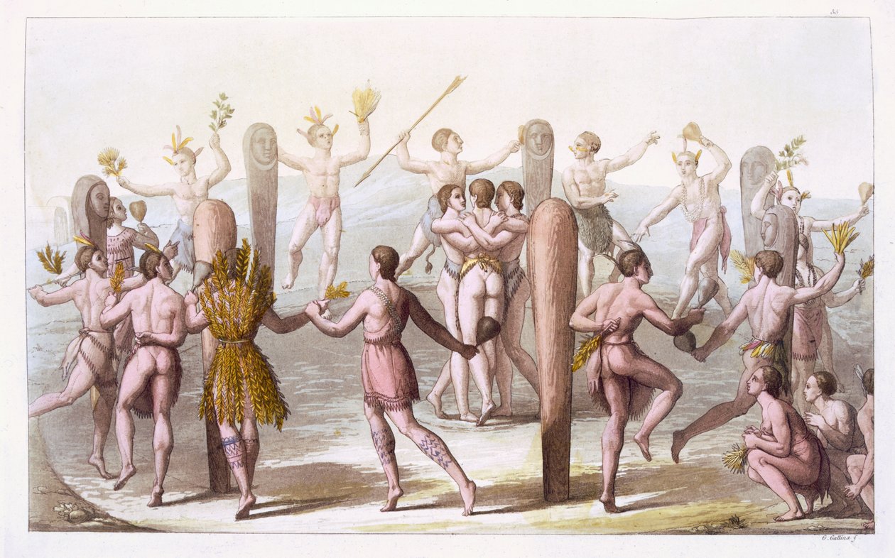 Danser af de indfødte indbyggere i Virginia, ca. 1820 af Italian School