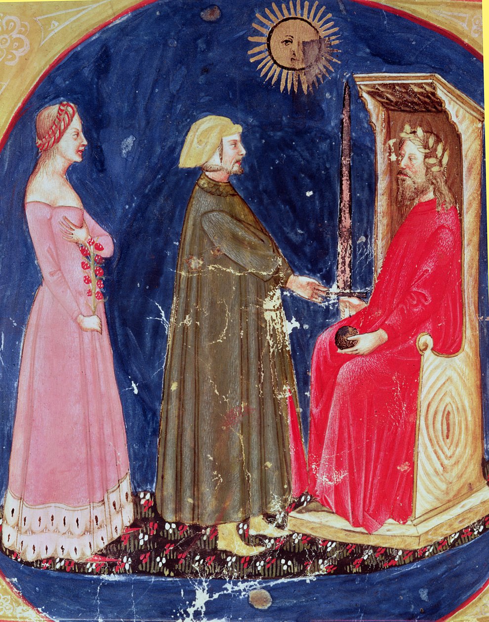Dante og Beatrice før Justinian (482-565) fra Den guddommelige komedie af Dante Alighieri (1265-1321) af Italian School