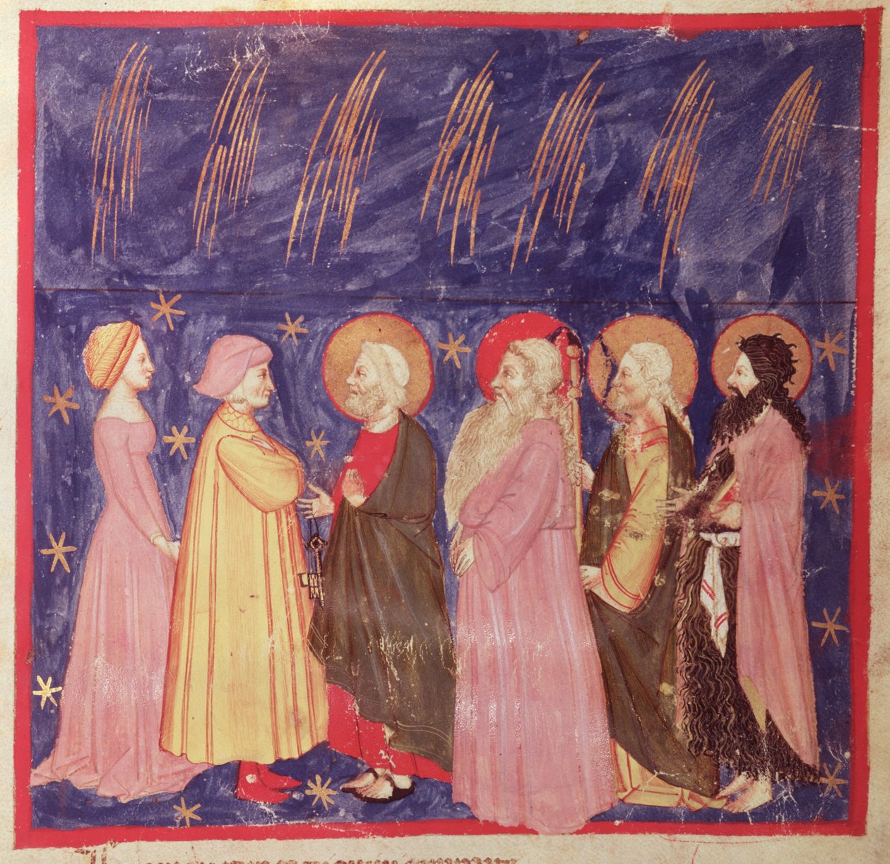 Dante og Beatrice med paradisets hellige, fra Den guddommelige komedie af Dante Alighieri (1265-1321) af Italian School