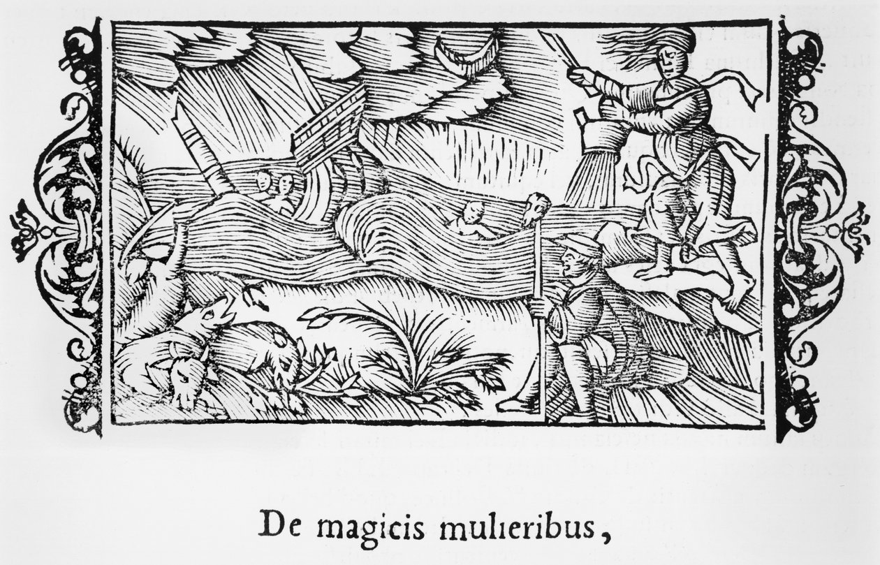 Om de magiske kvinder, illustration fra History of the Northern Nations af Olaus Magnus (1490-1558), udgivet i Rom, 1555 af Italian School