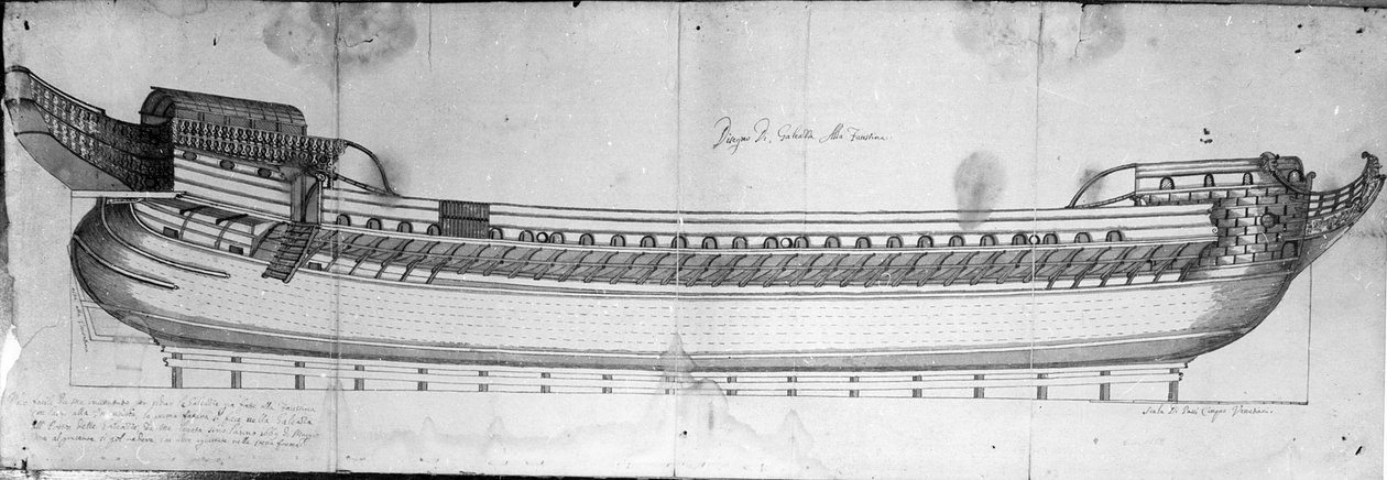 Design til en venetiansk Galleas, 1600-tallet af Italian School