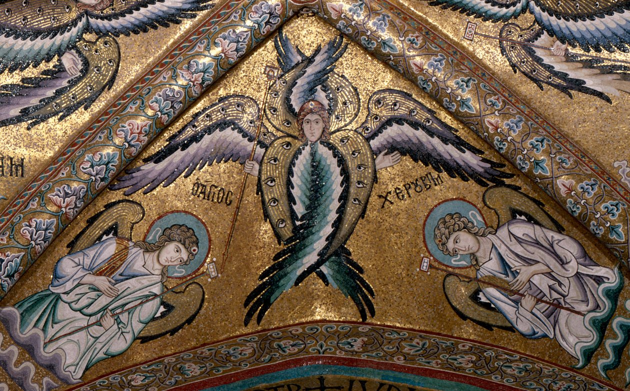 Detalje af en engel fra apsis hvælving (mosaik) af Italian School