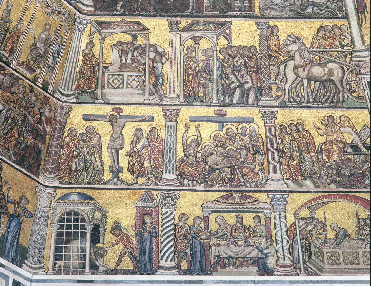 Detalje af loftet, dåbskapellet, Firenze (mosaik) af Italian School