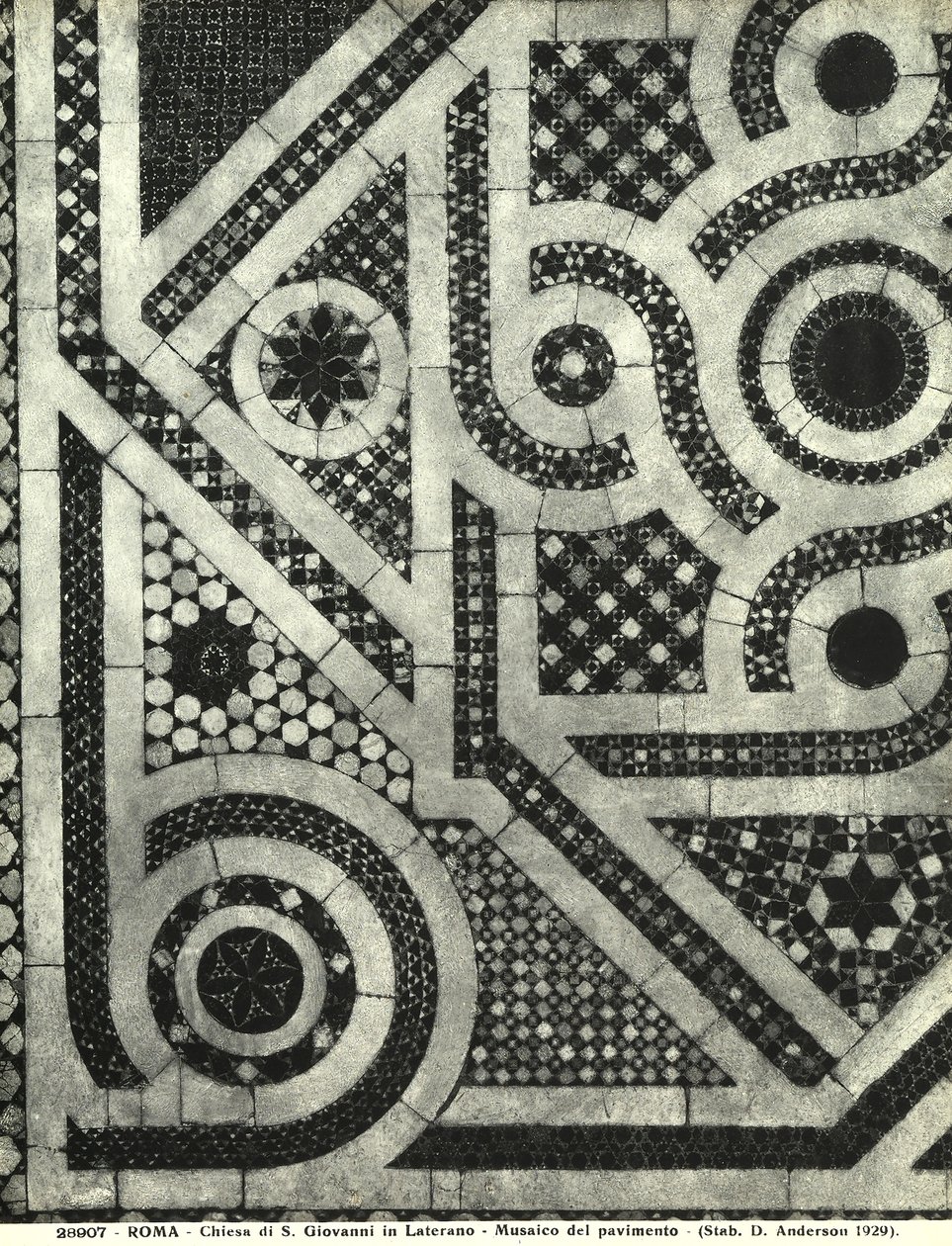 Detalje af gulvet i San Giovanni-basilikaen i Laterano, Rom (mosaik) af Italian School