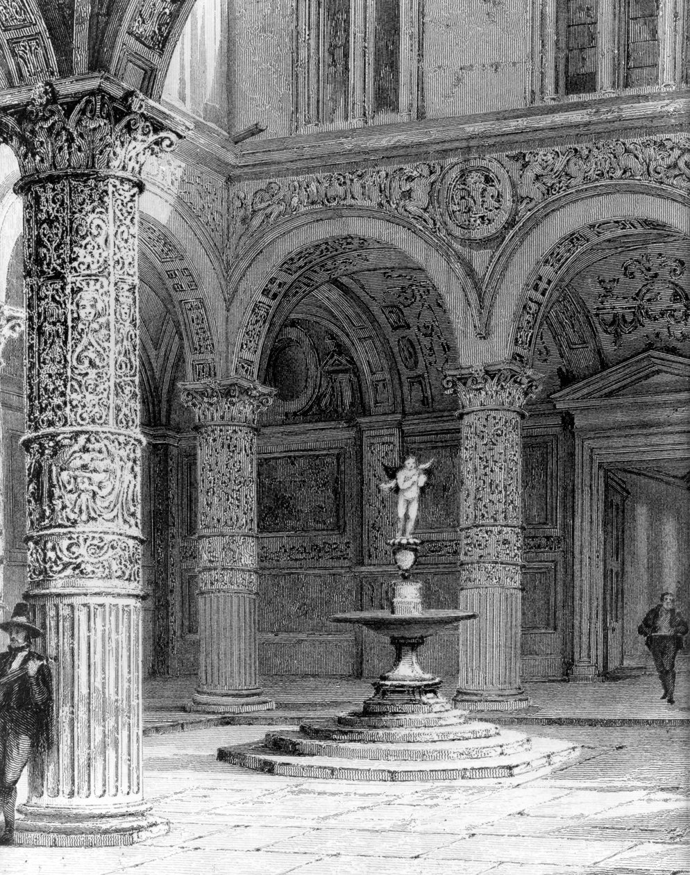 Detalje af gården til Palazzo Vecchio af Italian School