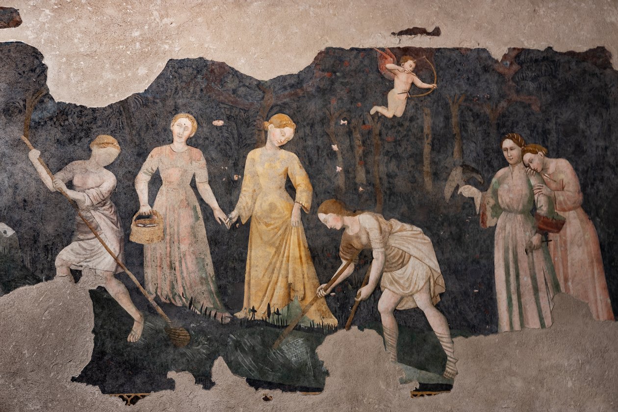 Detalje af freskomalerierne, Camera Pinta (Painted Room) (fresco) af Italian School