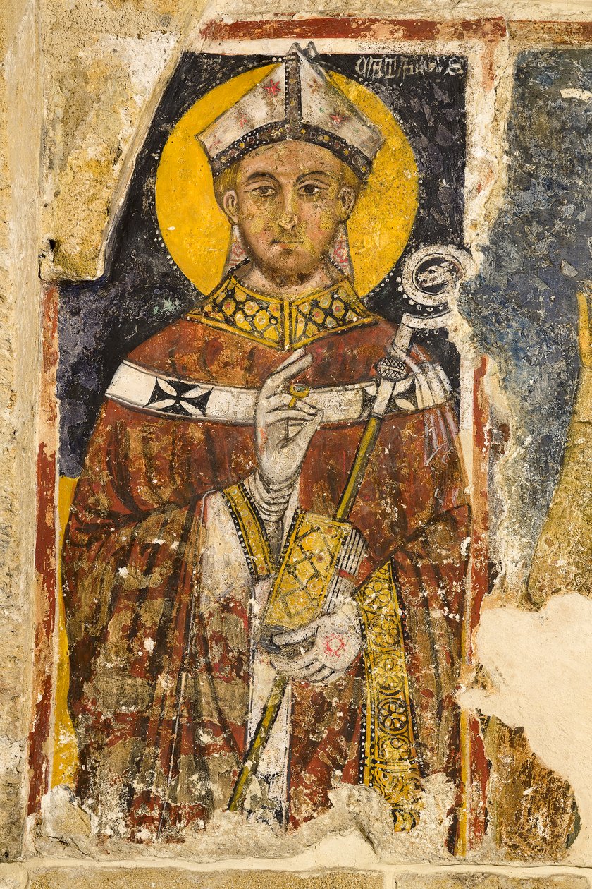 Detalje af triptyken, der forestiller San Cataldo, katedralens krypt af Italian School