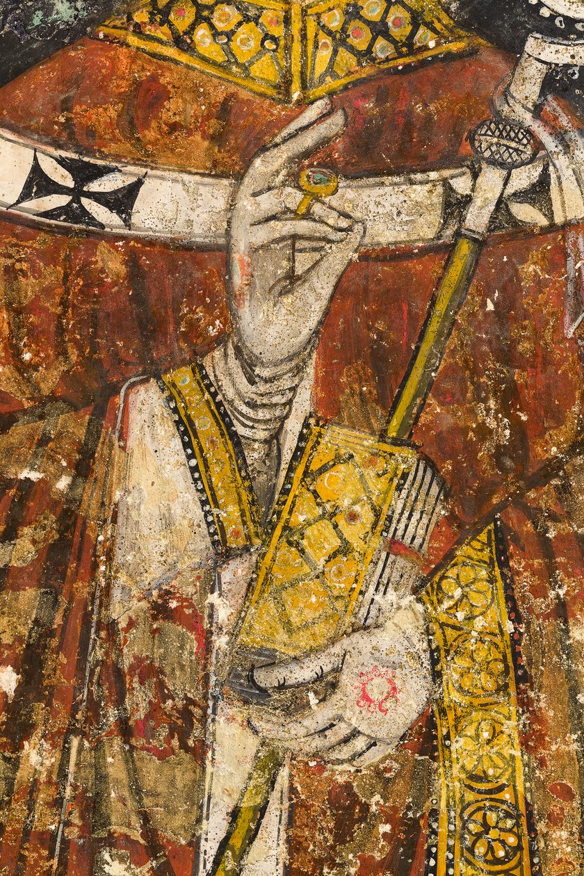 Detalje af triptyken med skemaet, der forestiller San Cataldo, katedralens krypt af Italian School