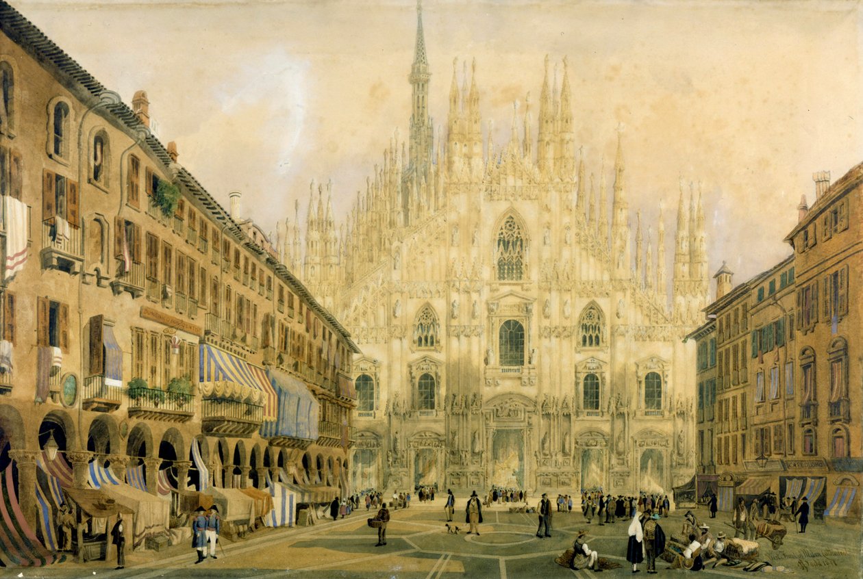 Duomo-pladsen og katedralen i Milano. 1811. af Italian School