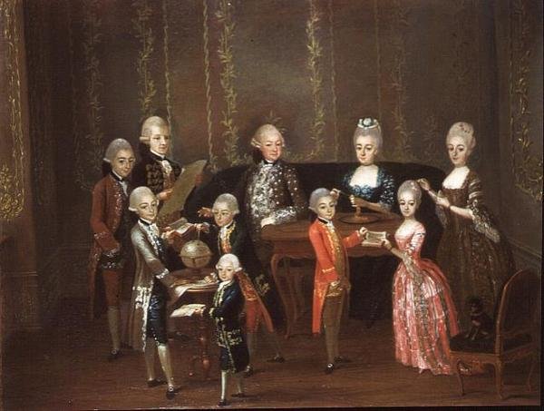 Elegant familieinteriør af Italian School