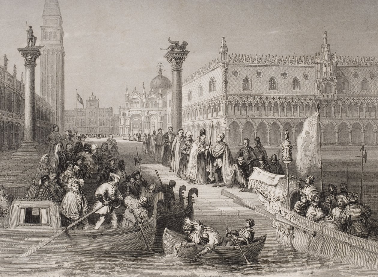 Dogens indskibning, Venedig, indgraveret af Challis af Italian School