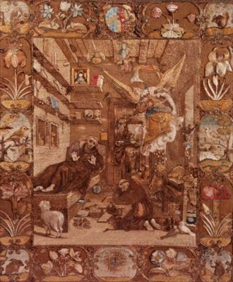 Broderet billede af Frans i ekstase, efter maleri af Paolo Piazza, 1599-1622 (tekstil) af Italian School