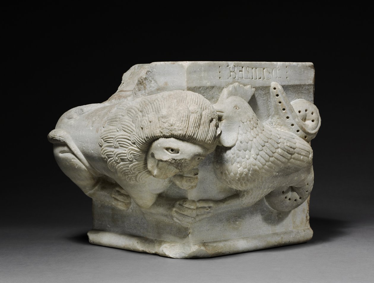 Engaged Capital with a Lion and a Basilisk, 1175-1200dani af Italian School