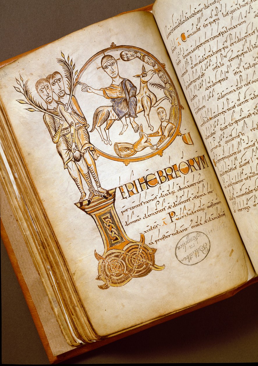 Indgang i Jerusalem Manuskript fra Bologna-skolen. (MS.123-Foglio 54 v) Rom fra det 11. århundrede, Biblioteca Angelica af Italian School
