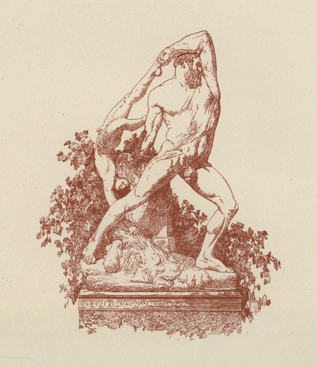 Herkules og Lica af Canova (litografi) af Italian School