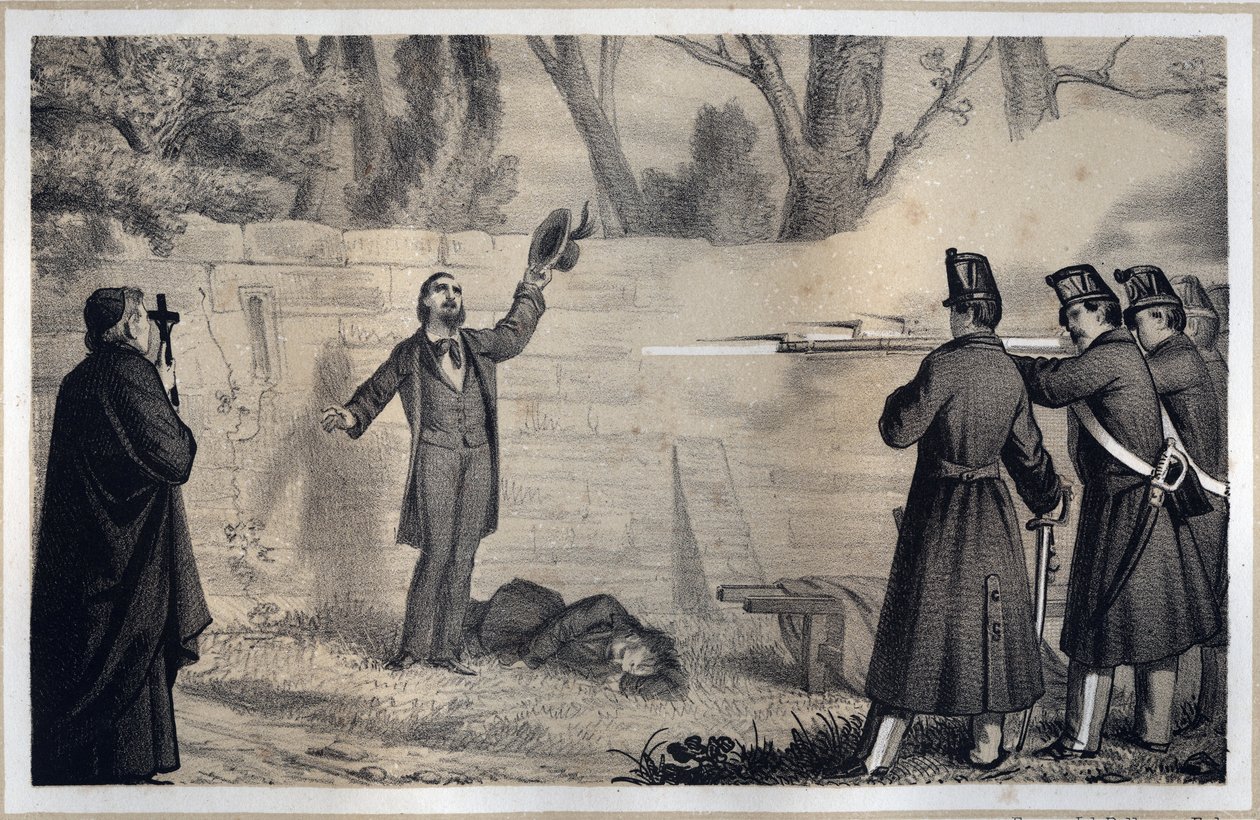Henrettelse af Bandiera-brødrene (italienske patrioter, Attilio og Emilio Bandiera af Italian School