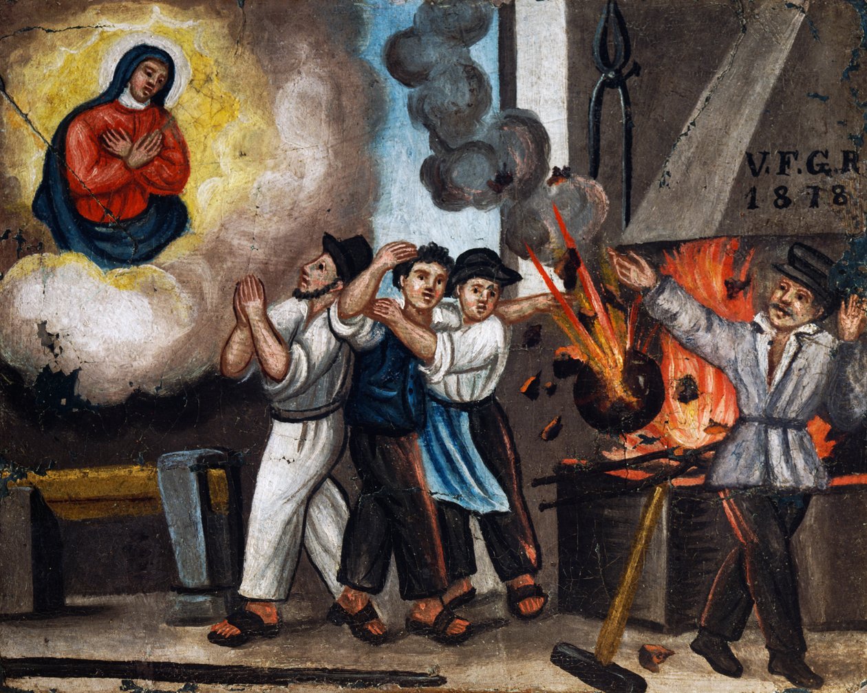 Eksplosion på arbejde, ex-voto af Italian School