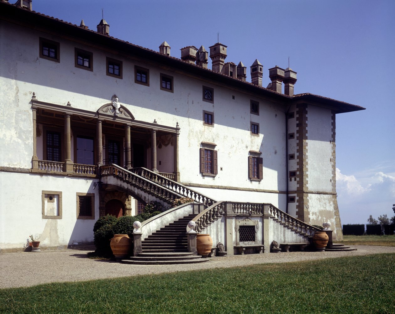 Facade af Villa Medicea, kaldet Ferdinanda eller villaen for de hundrede chiminees i Artimino af Italian School