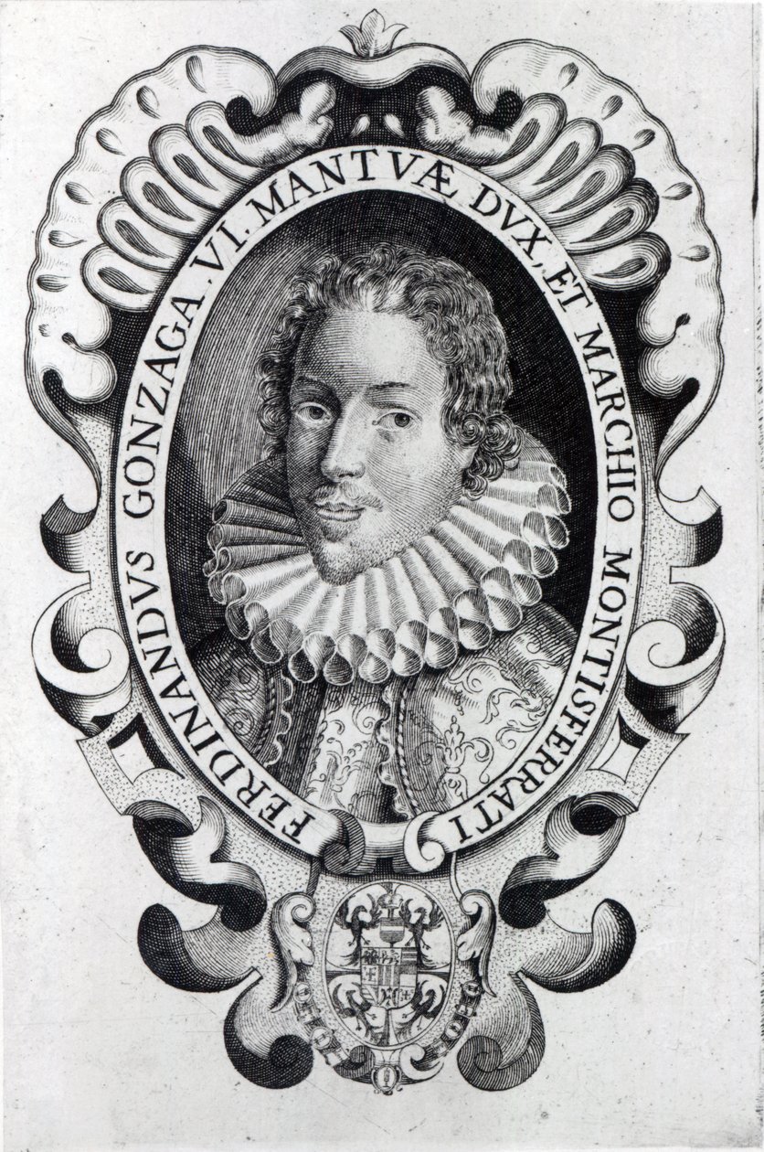 Ferdinando Gonzaga, hertug af Mantua (gravering) (bw foto) af Italian School