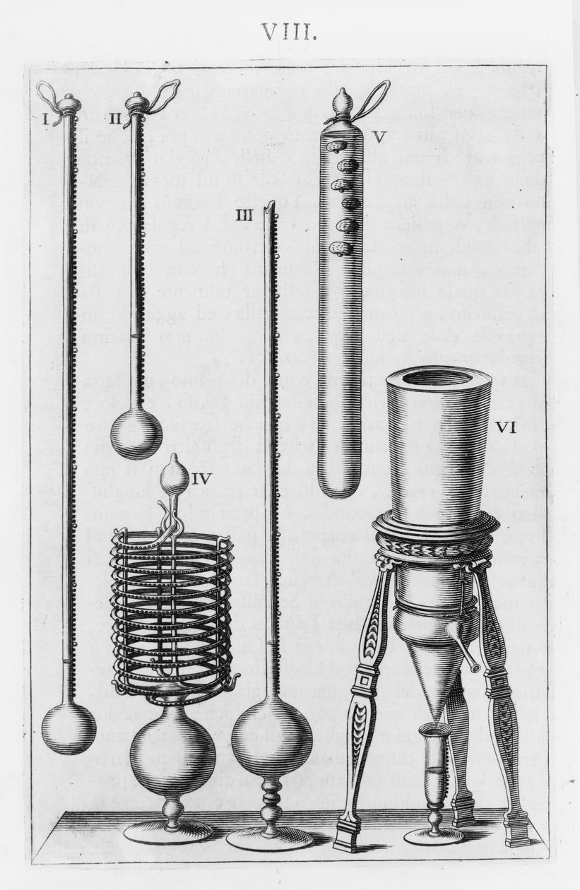 Florentinsk termometer og hygrometer Tallerken fra "" Essays om naturoplevelser lavet i akademiet "" af Lorenzo Magalotti (1637-1712) 1666 af Italian School