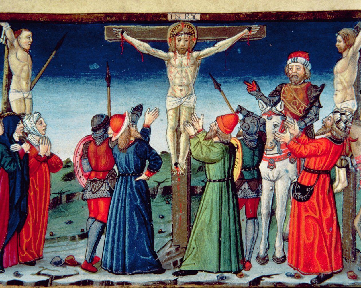 Fol.117v Crucifixion, illustration fra 