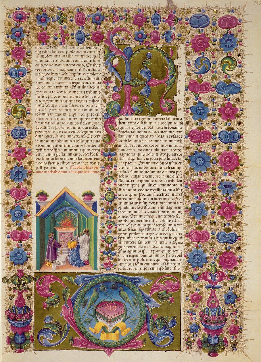 Fol.123r Åbning af den anden Makkabæerbog, fra Borso d