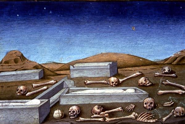 Fol.149rb The Last Judgement: The Dead Rise from the Grave (vellum) af Italian School