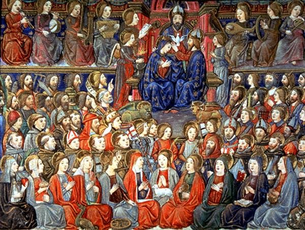 Fol.151v Den sidste dom: Den retfærdige vil blive kaldt til banketten (vellum) af Italian School